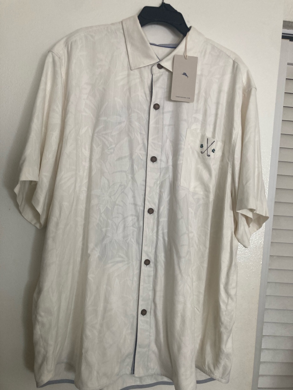 NWT Tommy Bahama Silk Cream Short-Sleeve Button-Down Shirt XXL